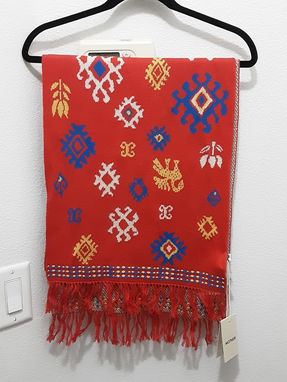 MOTHER Neck And Neck Folksy Fringe Scarf Folk Art